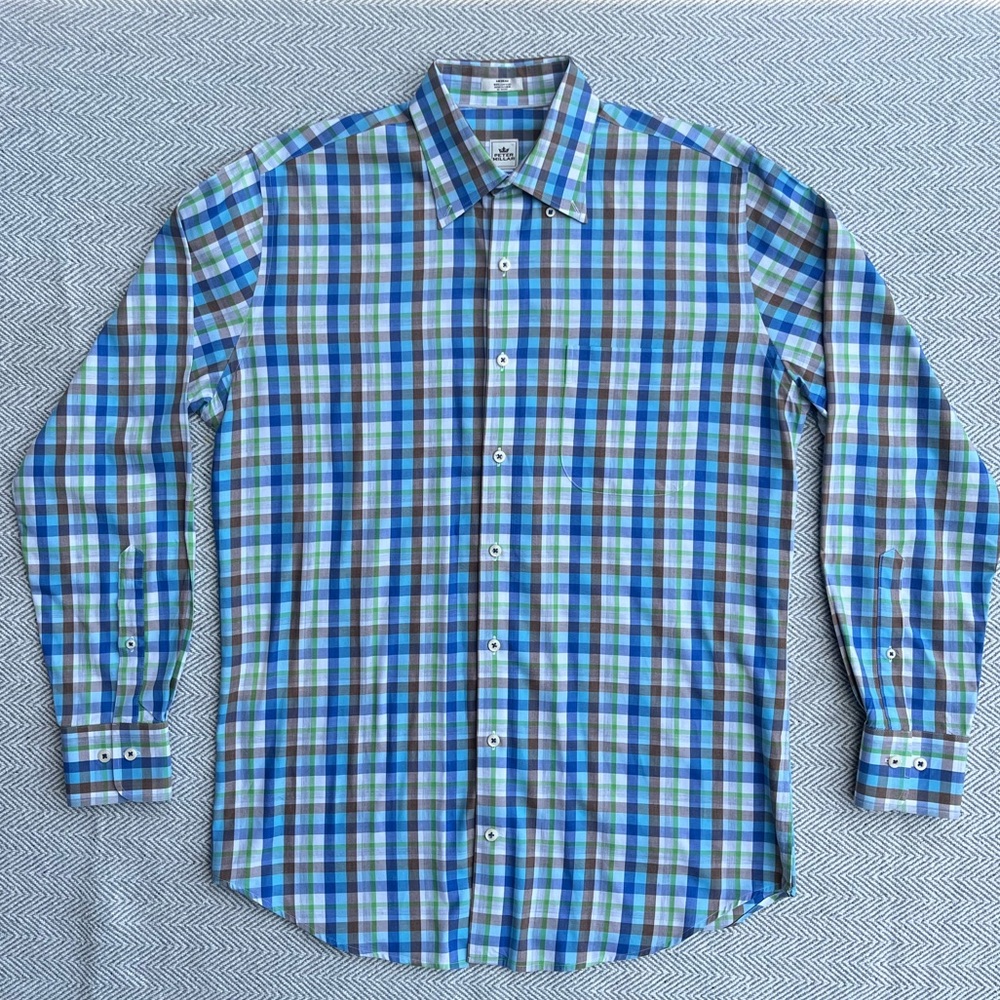 Peter Millar Checkered Button Down Long Sleeve Sh… - image 8